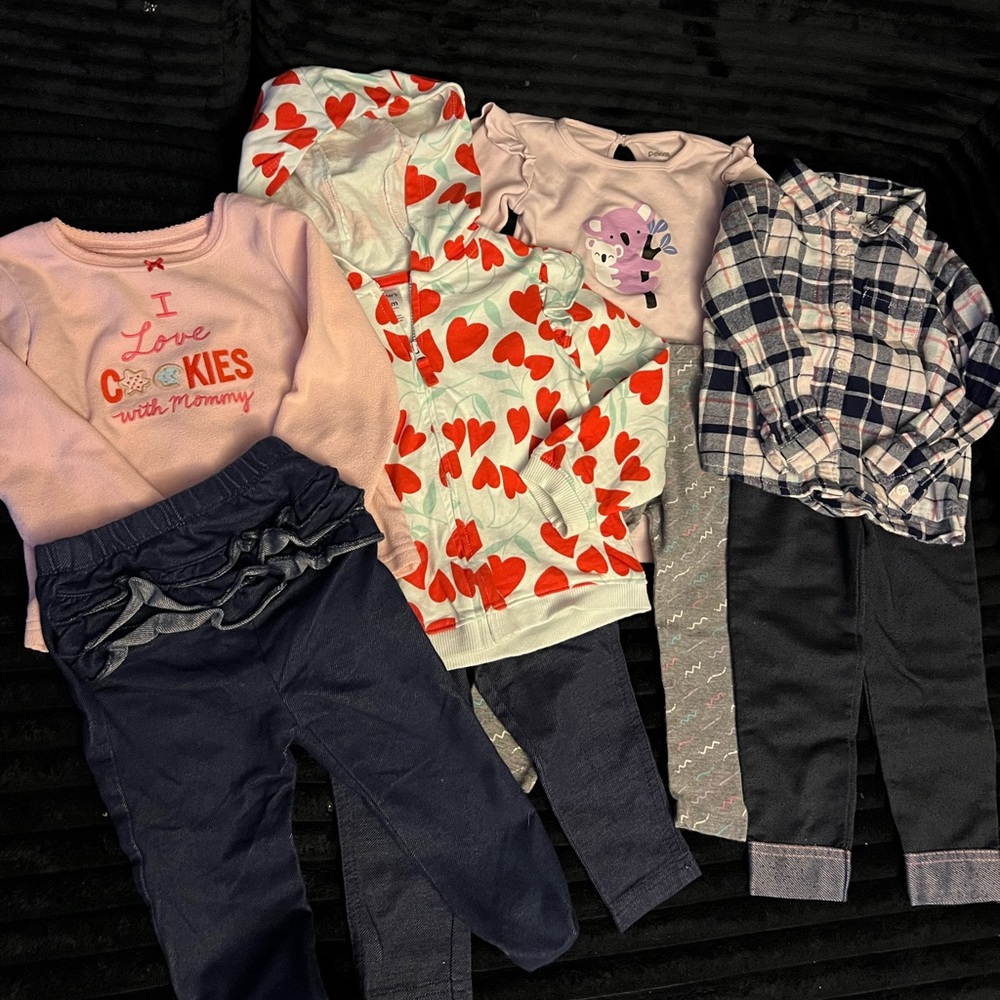 Adorable Clothing Set with Heart and Plaid Designs